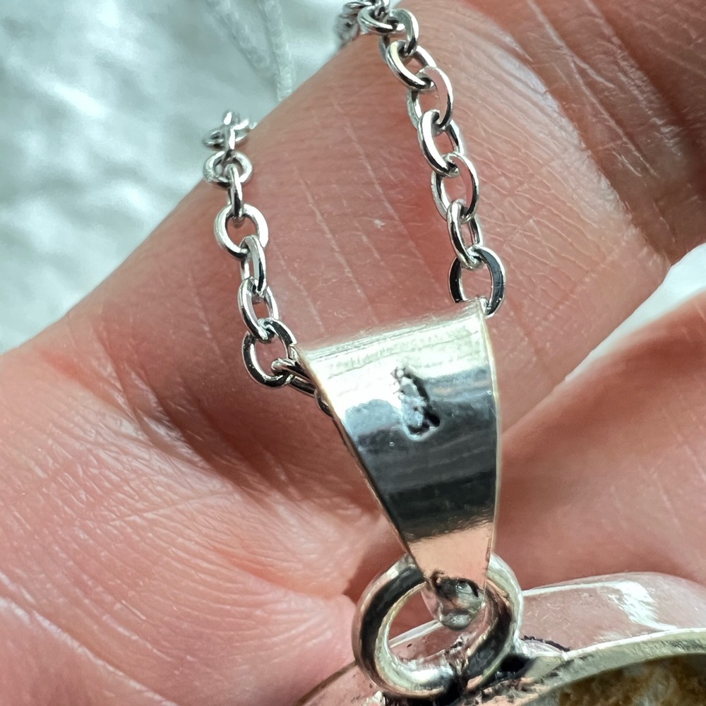 925 Double Yellow Moss Agate Pendant Necklace - Picture 8 of 8